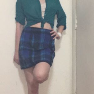 Plaid Wool Mini Skirt